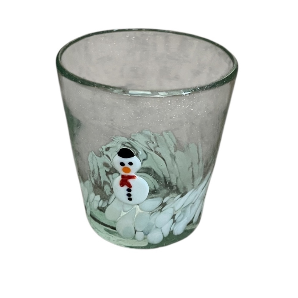 Anthropologie Festive Icon Juice Glass Cup 17 Oz Holiday Snowman New
